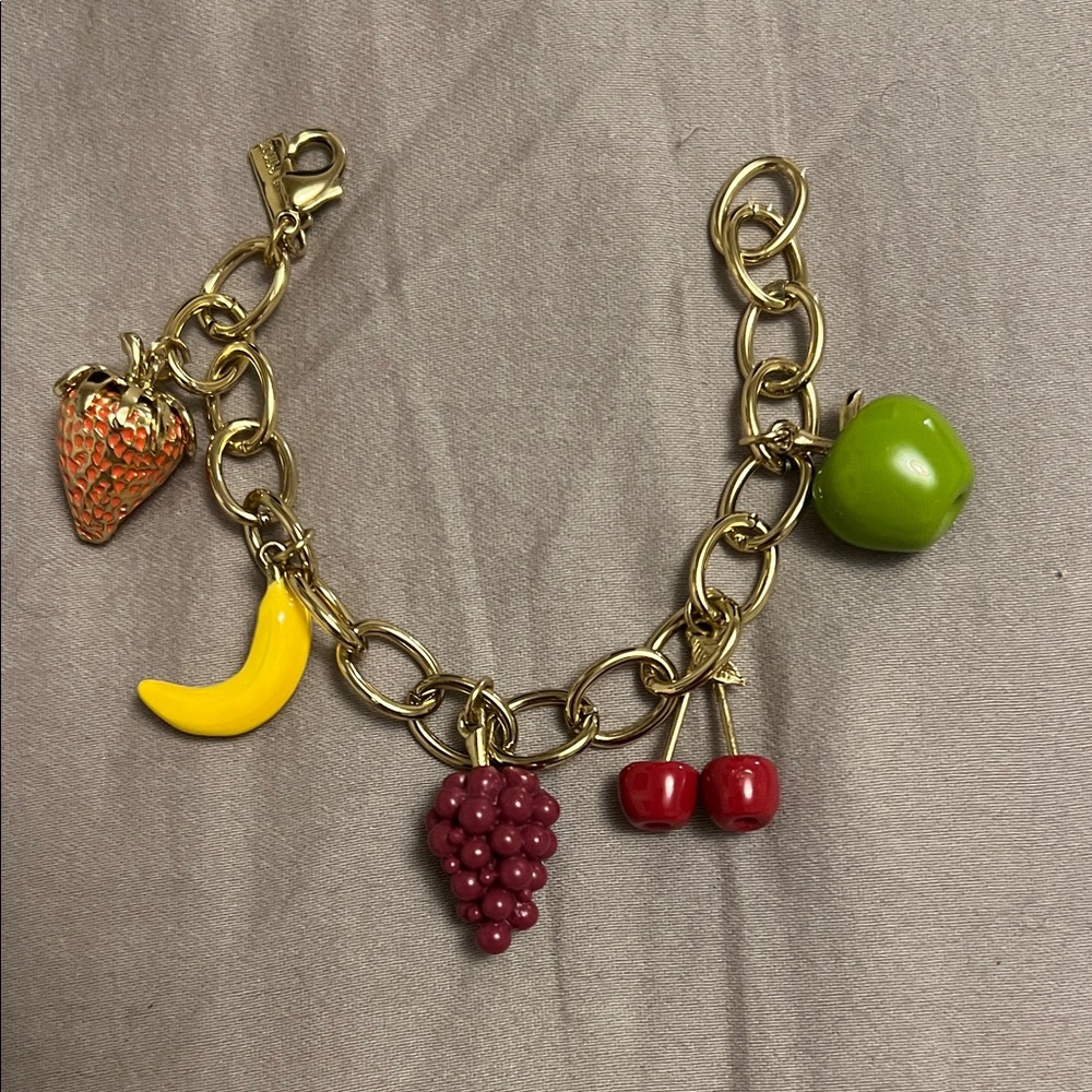 Jewelmint Gold Fruit Charm Bracelet with Colorful Charms